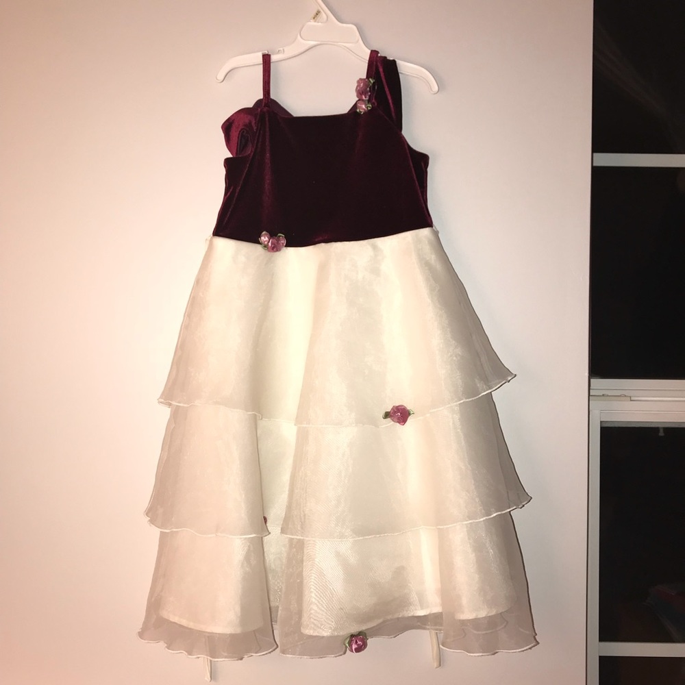 Maroon and White Formal Girls Dress